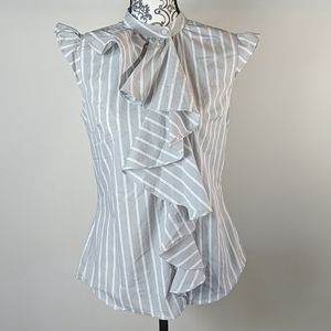 Worthington Sleevless Button Down Top With Ruffle